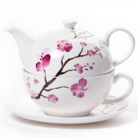 Cherry Blossom Tea for One Teapot and Cup and Saucer