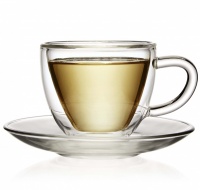 Zenshi Double Walled Thermo Glass Cup and Saucer 200ml